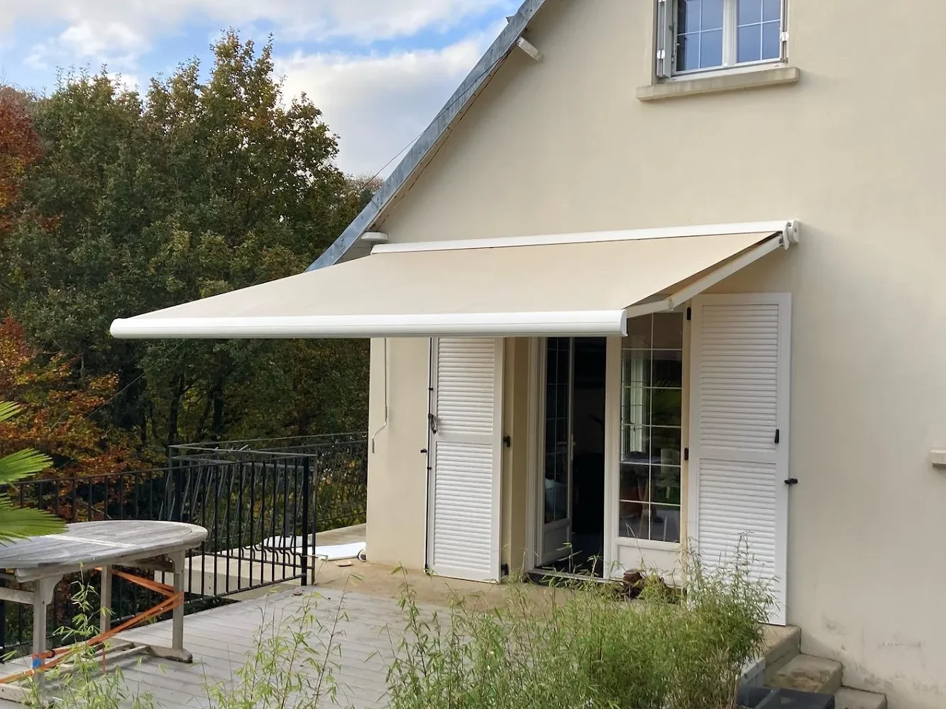 Awning installed above a terrace